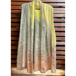 Barbara Lesser M Fiber Art Lagenlook Dyed Rayon Open Front Duster Art to Wear